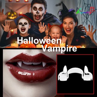 【AG】Halloween Vampires Teeth Scary Reusable Strong Visual Effect Lightweight Retractable Telescophic Long Sharp FALSE Teeth