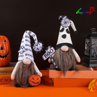 【AG】Halloween Gnome Plush Decor BOO Spider Webs Pumpkin Ghost Doll Spooky Scandinavian Tomte Festive Home