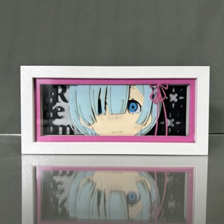 ♛△ชีวิตในโลกที่แตกต่างจาก Zero Rem โคมไฟแกะสลักกระดาษ Anime Peripheral Night Light ของขวัญวันเกิดสองมิติ