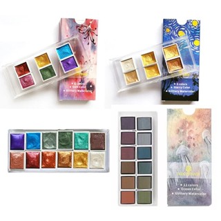 สีน้ํา สีเมทัลลิก กลิตเตอร์ มุก อัญมณี ดวงดาว 6/12 สี สําหรับโรงเรียน