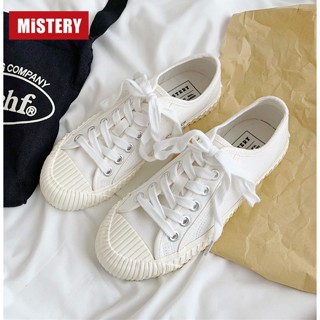 ◙✚☄Mistery 35-44 รองเท้าผ้าใบบิสกิต รองเท้าบิสกิต  ผ้าใบขอบบิสกิต รองเท้าผ้าใบสีขาว รองเท้าผ้าใบเกาหล ใส่ได้ทั้งผู้หญิงแ