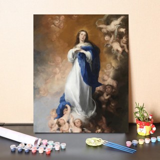 DIY ภาพวาดสีน้ำมันดิจิตอล Spanish Prado Art Museum Collection ภาพวาดที่มีชื่อเสียง Our Lady of the Immaculate Conception