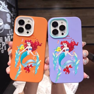 3 in 1 เคสโทรศัพท์มือถือ ซิลิโคน ลายนางเงือก สีพื้น สําหรับ iPhone 14Promax 13 12 11 7Plus 7 X Xs Max XR