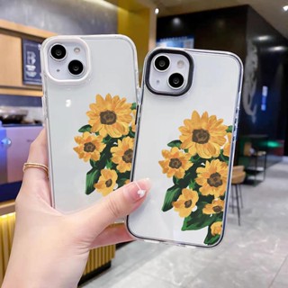 เคสโทรศัพท์มือถือ แบบใส ลายดอกทานตะวัน สําหรับ iPhone 14Promax 13 12 11 7Plus X Xs Max XR 3 in 1