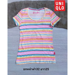 Uniqlo เสื้อแขนสั้น สีสวย สภาพใหม่ ขนาดไซส์ดูภาพแรกค่ะ งานจริงสวยค่ะ