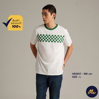 Mc JEANS เสื้อยืดแขนสั้นผู้ชาย คอกลม สีขาว MTSZA30