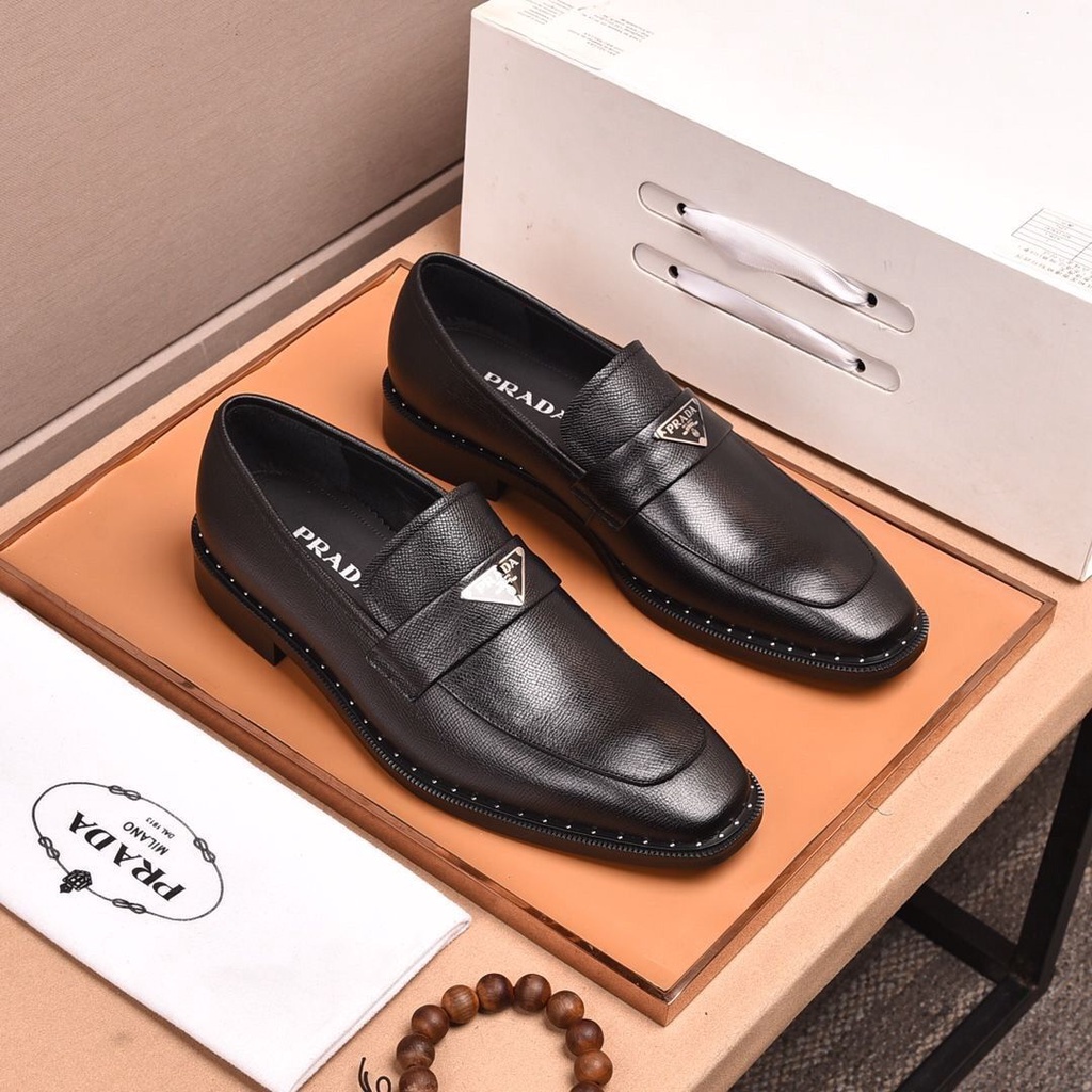 ☏New British Prada Real Men's Shoes Leather Fashion Premium Formal