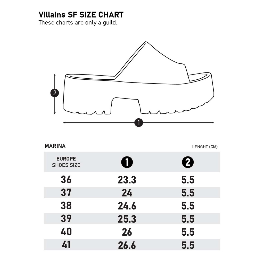Villains SF MARINA Platform Flat Sandals รองเท้าแตะแพลตฟอร์มผู้หญิง ส้นสูง 2.2"