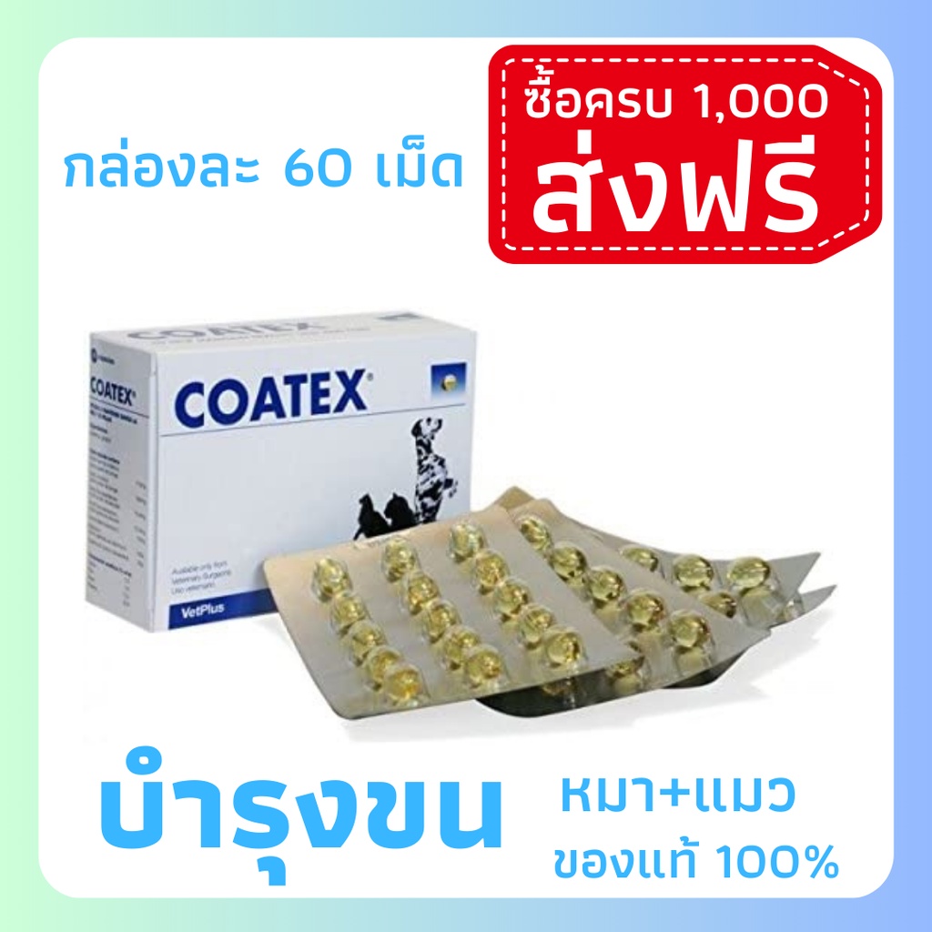 Coatex ยาบำรุงผิวหนัง ขนสุนัขและแมว (กล่อง 60 เม็ด)