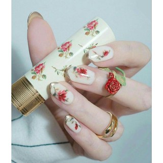 KJ•💅🏻เล็บปลอมพร้อมติด 💐🌷Flower•หวานละมุน ✨handmade สีเจลแท้💯 (ฟรีกาวและตะไบ)