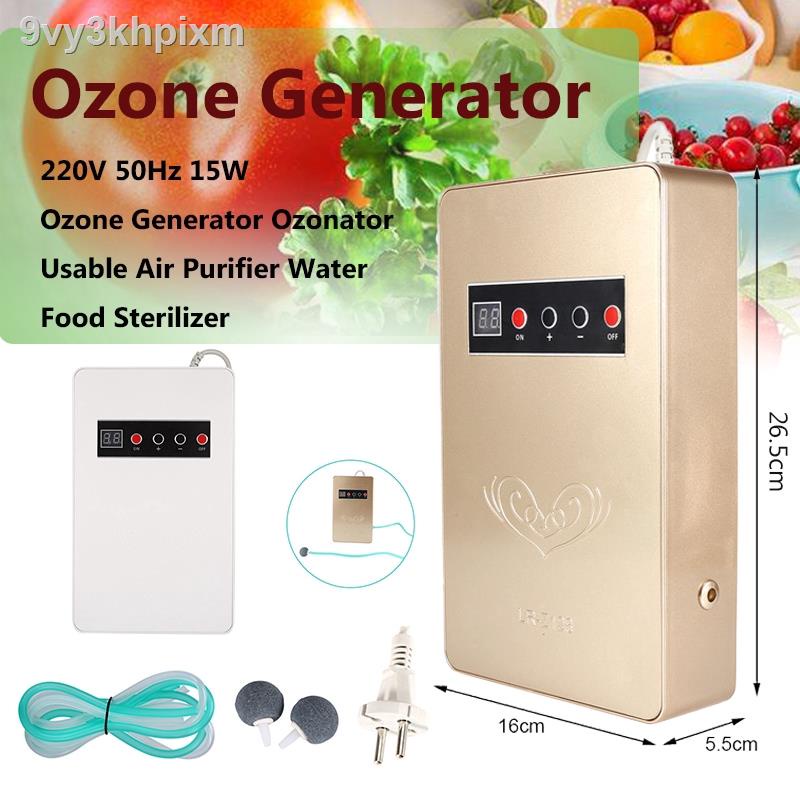 ⊙ﺴ15W 50Hz Protable Ozone Generator Ozonator Air Purifier Water Food Sterilizer