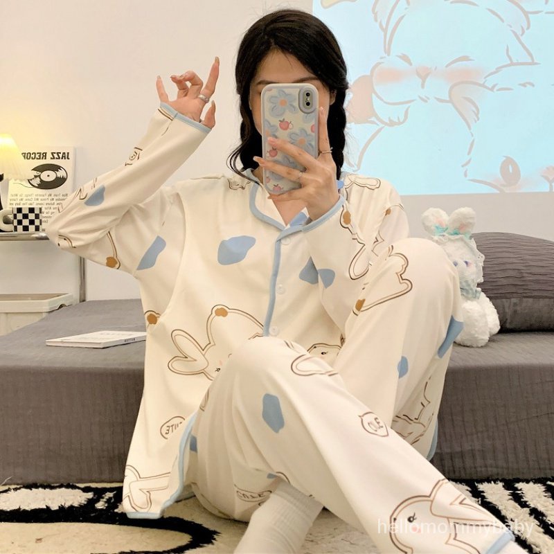 ชุดเสื้อผ้าให้นมบุตร    ชุดนอนระดับไฮเอนด์ ใหม่ ส่วนบาง  หญิงตั้งครรภ์หลังคลอด วอร์ม