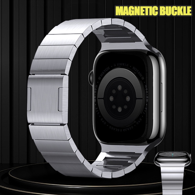 สายนาฬิกา applewatch สายสแตนเลสสำหรับ Apple Watch Ultra สาย 49mm 45mm 44mm Slide Remove Magnetic Buckle Correa สร้อยข้อม