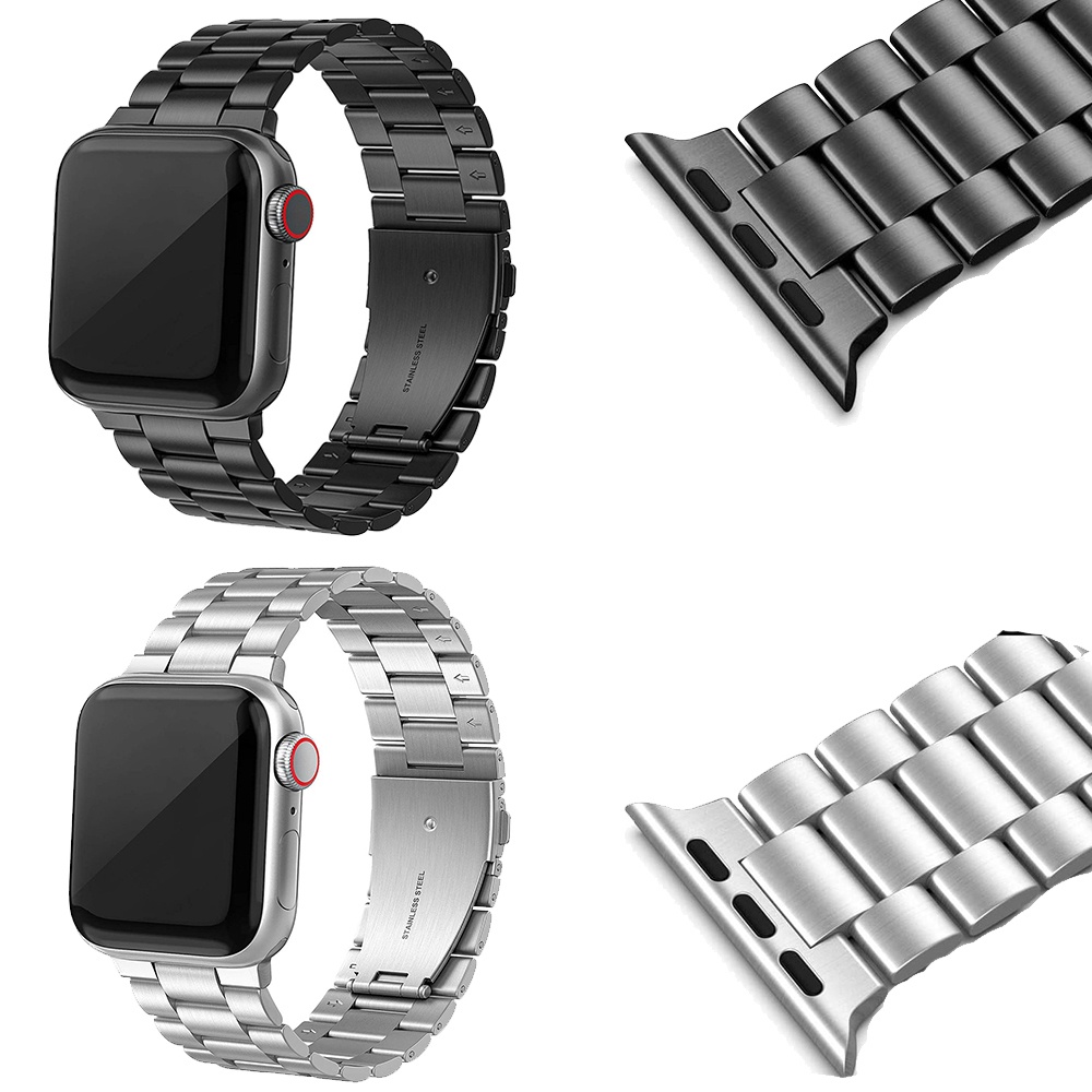 สายนาฬิกา applewatch เหมาะสำหรับ Apple Watch S8/7/6/5/4/3/2/1 รุ่นหัวเข็มขัดแบบบูรณาการ สายสแตนเลส สายโลหะ Series 38/42/