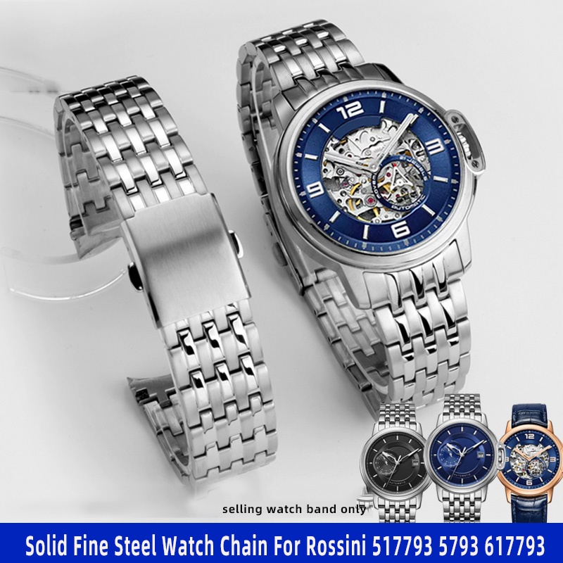 สายนาฬิกา applewatch Solid Fine Steel Watch Chain 21 มม. สำหรับ Rossini 517793 5793 617793 Medal Series สายนาฬิกาโลหะ Ar