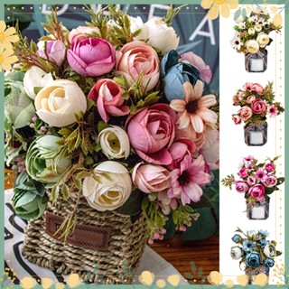 yzhaoyang 1 ช่อดอกไม้ประดิษฐ์สีเหลืองสําหรับประดับตกแต่ง