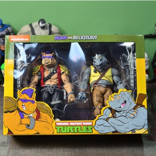 ❃◎㍿เลเซอร์แท้มาตรฐาน NECA Teenage Mutant Ninja Turtles Lange Bull Head Pig Noodles Shredder เครื่องหั่นทหารบิ๊กฟุต