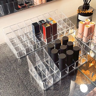 HOT_ กล่องเก็บลิปสติก Space Grids โปร่งใสแต่งหน้า Lip Glaze Holder ใช้ทุกวัน