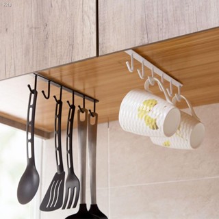 Shelf Storage Clothes Hanging Wardrobe Kitchen Organizer Cup Holder Glass Mug Holder 6 Hooks Storage Rack