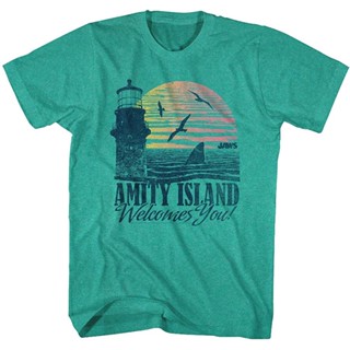 เสื้อยืด Jaws Amity Island ยินดีต้อนรับคุณ Lighthouse Mahi Heather Tee