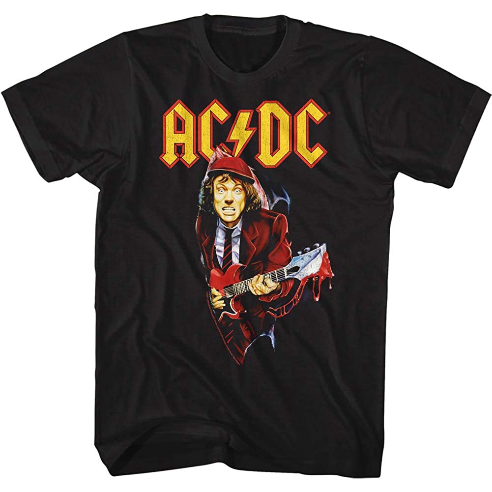 Ac/dc Rock Band Angus Young Guitar Drip เสื้อยืดแขนสั้นสำหรับผู้ใหญ่ Graphic Tee : เสื้อผ้า รองเท้า และเครื่องประดับ