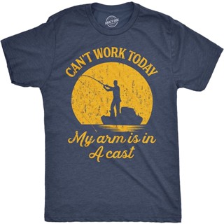 Mens Cant Work Today My Arm Is In A Cast T-shirt Funny Fishing Tee