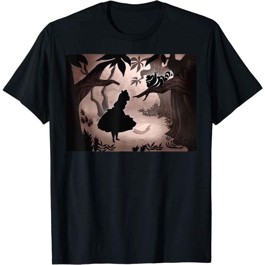 เสื้อยืด Disney Alice In Wonderland Alice And Cheshire Cat Silhouette