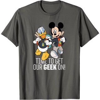 Disney D23 Mickey Donald Time To Get Geek On T-shirt เสื้อยืด