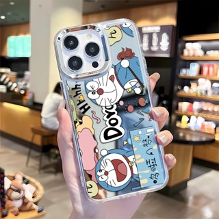 เคสโทรศัพท์มือถือ กรอบโลหะ ลายการ์ตูนโดเรม่อนน่ารัก สําหรับ iphone 14 pro max 11 12 13 8 7 Plus X XR XSMax