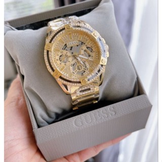 ⌚นาฬิกาข้อมือผู้หญิงสีสวย คริสตัลแน่นๆๆGuess   ตัวเรือนและสายสเตนเลสสีทองโชว์กลไกมีประกันศูนย์