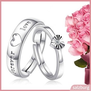 (salzburg) silver Plated Forever แหวนคู่รักลายหัวใจปรับได้