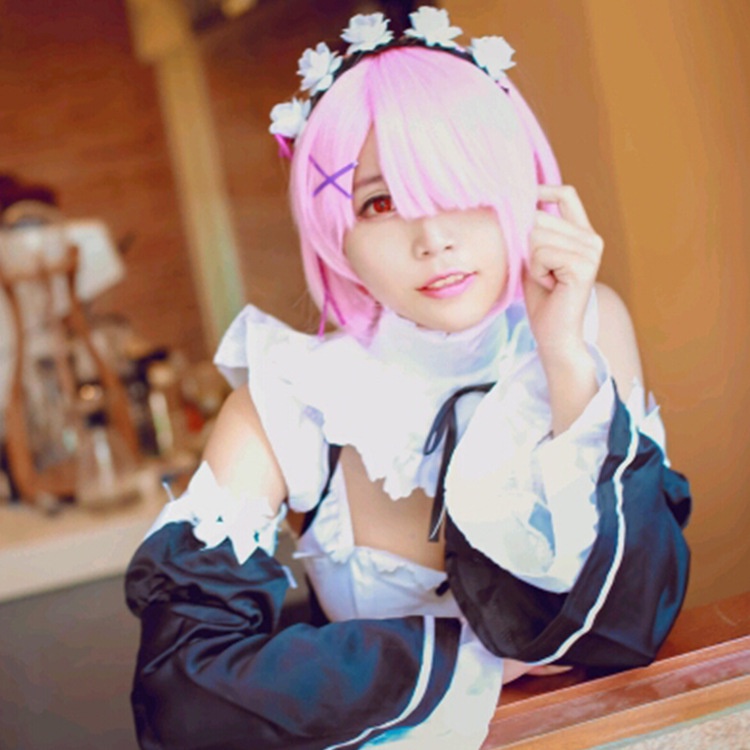 ۞Rem Ram Rem cos วิกผมจากศูนย์ในต่างโลกชีวิตแม่บ้านคอสเพลย์ผมสั้น