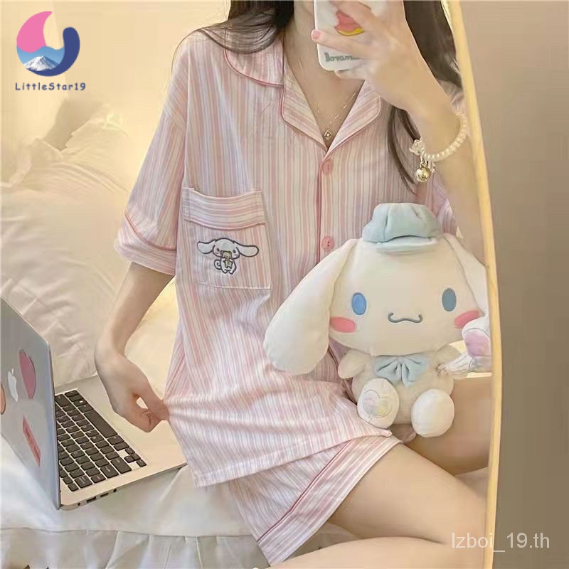 ชุดนอนผู้หญิง ชุดกางเกงขาสั้น ขนาดฟรีไชร์ Women's pajamas 【LittleStar19】