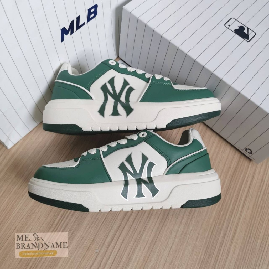 ❦✜ของแท้ % MLB Chunky Liner Basic รองเท้าสีเขียวขาว logo NYรองเท้าผ้าใบผู้ชาย