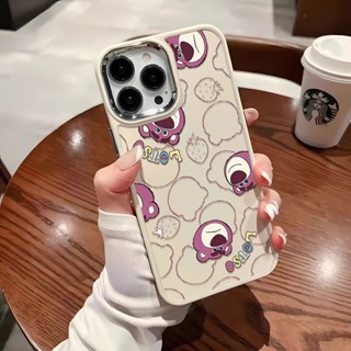 เคสโทรศัพท์มือถือ ซิลิโคน กรอบโลหะ ลายการ์ตูนหมี สตรอเบอร์รี่ แฟชั่น สําหรับ iphone 14ProMax 11 13 12 7Plus 8 X XS Max