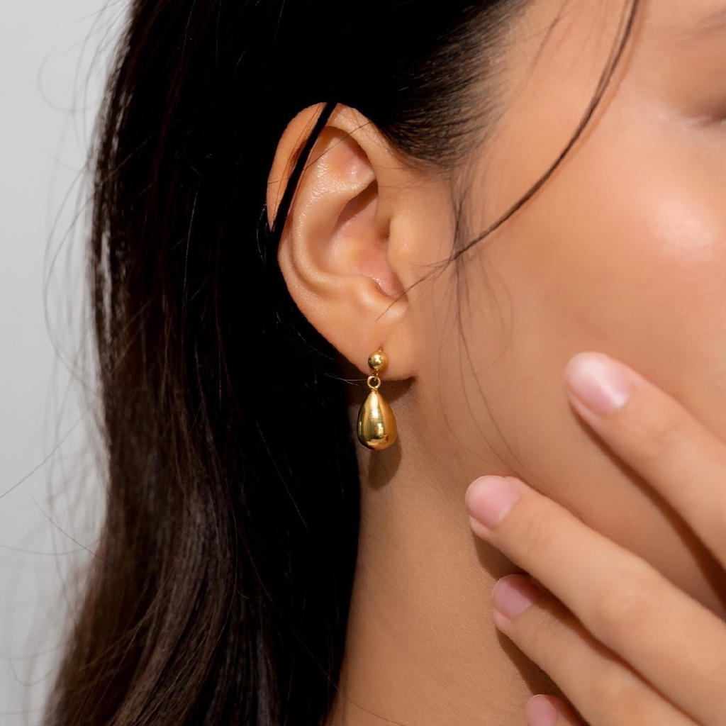 Meraki. Luke Earrings (stainless steel) gold/silver ต่างหูสแตนเลส Nickel free, Waterproof