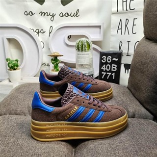 A_didas Originals Gazelle Bold W clover รองเท้าผ้าใบลําลอง พื้นหนา สามชั้น สไตล์วินเทจ