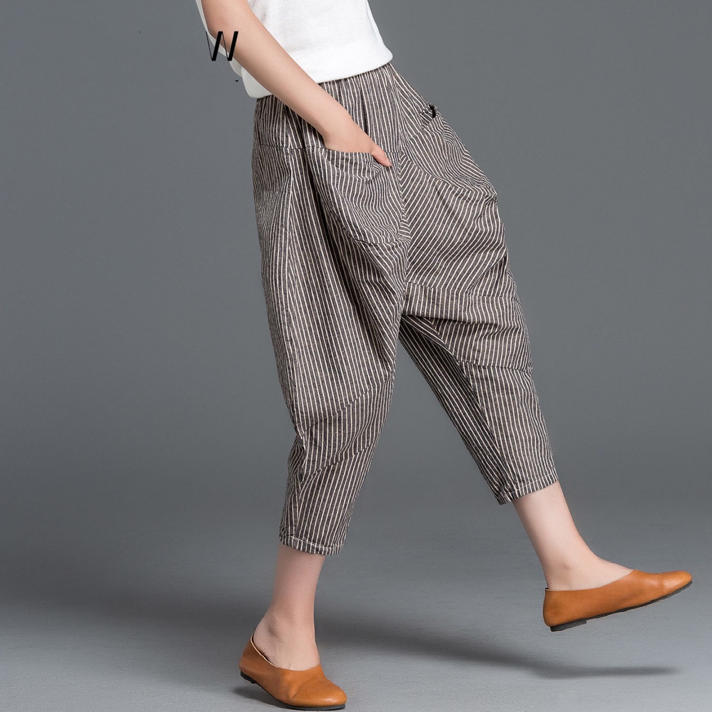 M-3XL เวอร์ชั่นเกาหลี; ผ้าฝ้ายและผ้าลินิน กางเกง; ผู้หญิง; แปดจุด; ฤดูร้อน; บาง; บลูมเมอร์; เกี่ยวกับวรรณคดี; ความผอม
