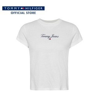 Tommy Hilfiger เสื้อยืดแขนสั้นผู้หญิง รุ่น DW0DW16145 YBR - สีขาว