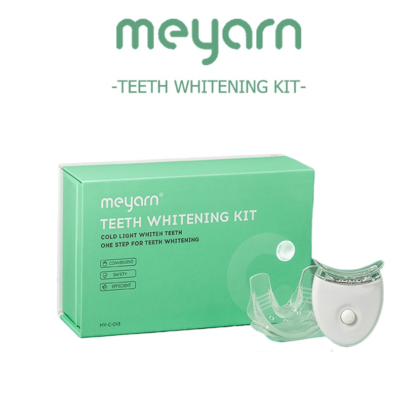 【ราคาลดล้างสต๊อก】 MEYARN ชุดอุปกรณ์ฟอกสีฟัน พร้อมเจลฟอกสีฟัน มีไฟ LED 5 ชิ้น