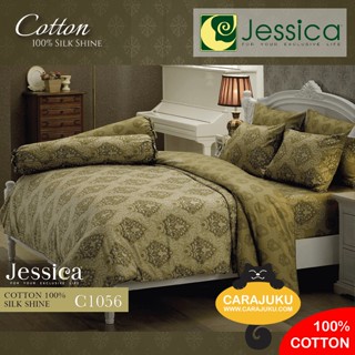 JESSICA ชุดผ้าปูที่นอน Cotton 100% พิมพ์ลาย Graphic C1056 สีเขียว #เจสสิกา ชุดเครื่องนอน ผ้าปู ผ้าปูเตียง ผ้านวม ผ้าห่ม