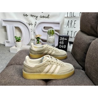Origina KITH x Clarks x Ad Originals 8th Street Samba "Chalk White" Samba Street Collection รองเท้าผ้าใบมัฟฟิน พื้นหนา สไตล์เยอรมันย้อนยุค