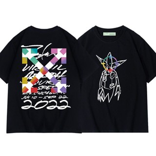 OFF WHITE เสื้อยืดแขนสั้น พิมพ์ลายกราฟฟิติ Futura Japan limited artist แฟชั่นฤดูร้อน สําหรับผู้ชาย และผู้หญิง