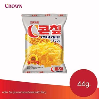 ขนมอบกรอบชนิดแผ่นรสข้าวโพด คราวน์ คอร์น ชิพ ขนมเกาหลี Crown Corn Chip 70g 콘칩군옥수수