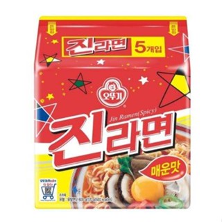 มาม่าเกาหลี ottogi jin ramen 진라면 spicy 120 g. pack5pcs โอโตกิ จิน ราเมง สไปซี่ 120 g pack 5 pcs บะหมี่เกาหลี