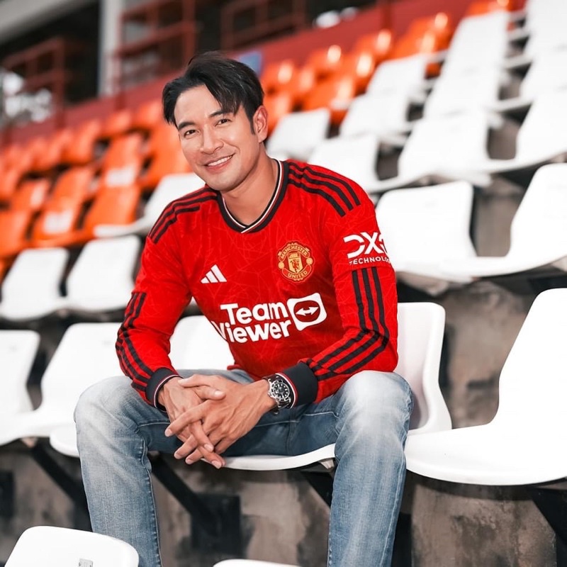 เสื้อแมนยูชุดเหย้าแขนยาวล่าสุด ของแท้ ADIDAS MAN UTD 2023/2024 HOME REPLICA LONG SLEEVE JERSEY - TEA