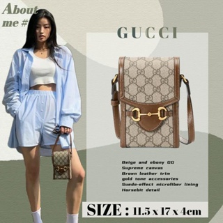 Hot Sale กุชชี่ Gucci Horsebit 1955 Mini Bag ของแท้/ผู้หญิง/กระเป๋าสะพายไหล่/ผ้าแคนวาสคลาสสิก 625615