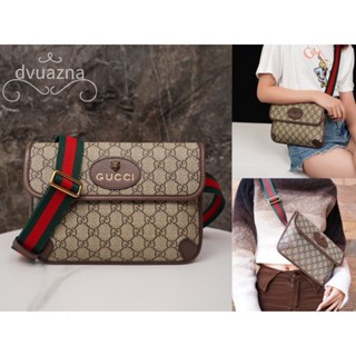 แบรนด์ใหม่ 100% ของแท้ GUCCI Neo Vintage Series เอวกระเป๋าสะพายไหล่ข้างหนึ่ง