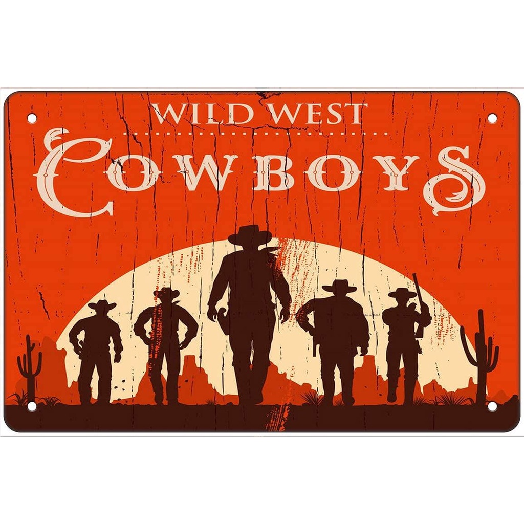 ป้ายโลหะดีบุก ลาย WEST สไตล์คาวบอยตะวันตก วินเทจ สําหรับตกแต่งผนังบ้าน ห้องน้ํา คาเฟ่ บาร์ ผับ V