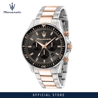 [2 Years Warranty] Maserati Sfida 44mm Silver Rose Gold Stainless Steel Chronograph Mens Quartz Watch R8873640002